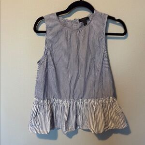 J. Crew Sleeveless Striped Tank Top Blue White Womens Small Buttons Babydoll